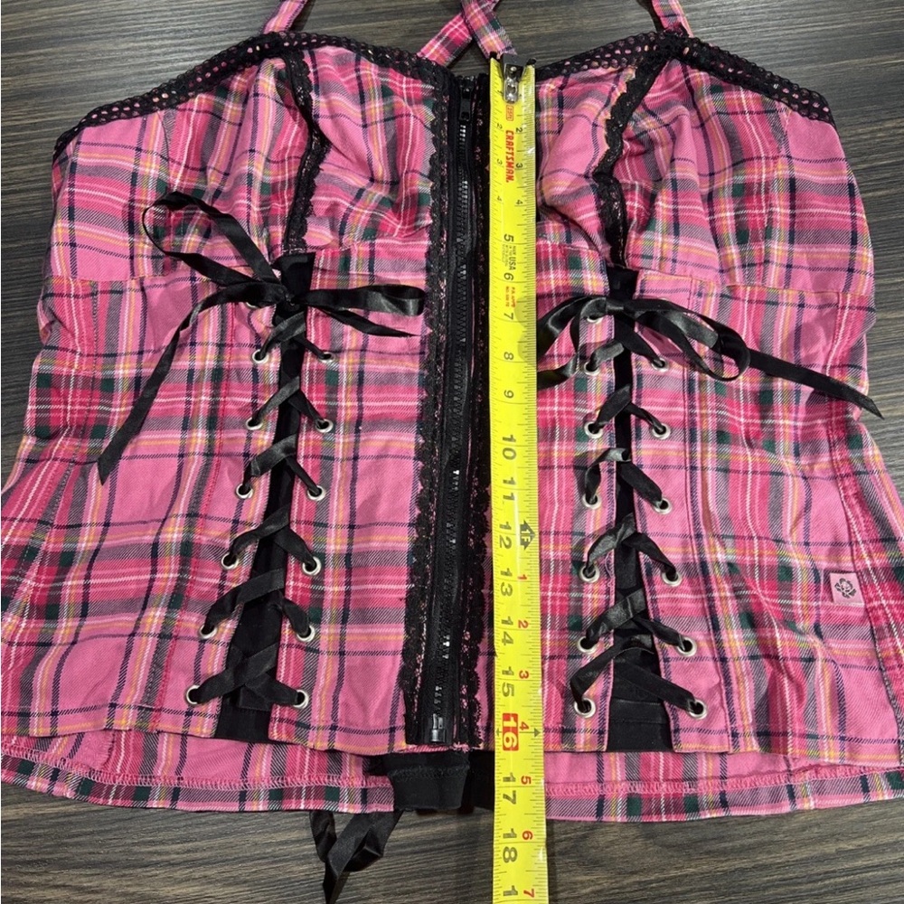 Tripp NYC Vintage Hot Pink And Black  Plaid Corset Size 2 Y2K - Picture 7 of 11
